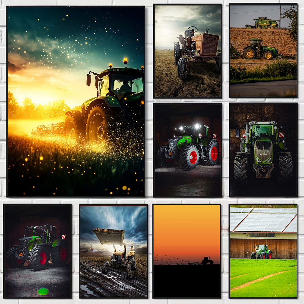 Agriculture Farming Poster - لوحة فنية تجريدية لجرار يعمل في